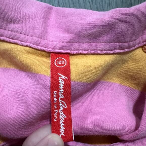 Hanna‎ Andersson Pink & Orange Striped Collared Sleeveless Dress Sz 120 (6-7) - Picture 3 of 5